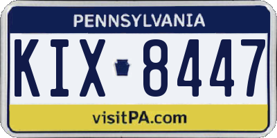 PA license plate KIX8447