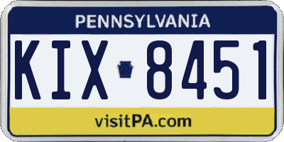 PA license plate KIX8451