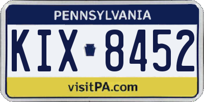 PA license plate KIX8452