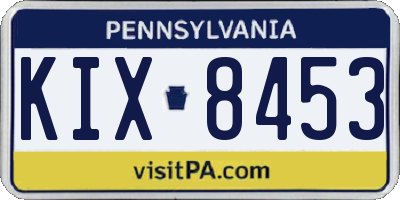 PA license plate KIX8453