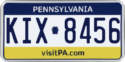 PA license plate KIX8456