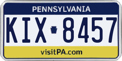 PA license plate KIX8457
