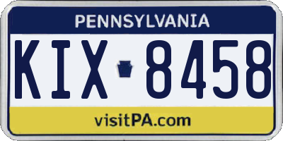 PA license plate KIX8458