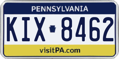 PA license plate KIX8462