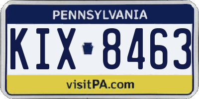 PA license plate KIX8463