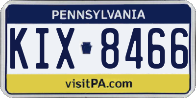 PA license plate KIX8466