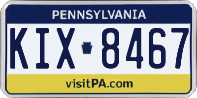 PA license plate KIX8467