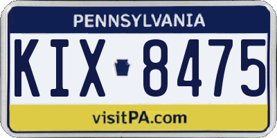PA license plate KIX8475