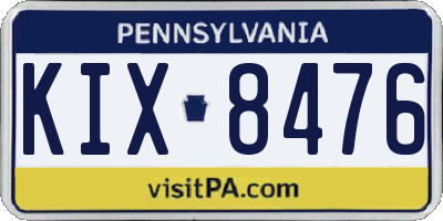 PA license plate KIX8476