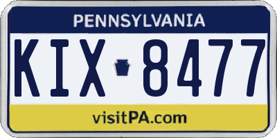 PA license plate KIX8477