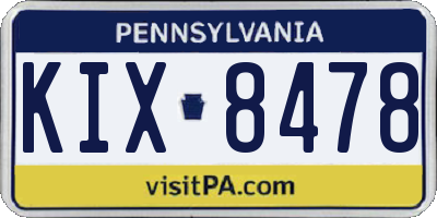 PA license plate KIX8478