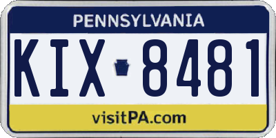 PA license plate KIX8481