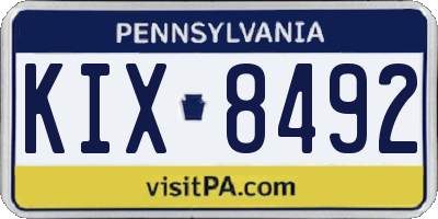 PA license plate KIX8492