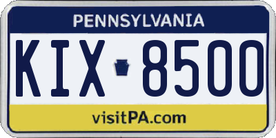 PA license plate KIX8500