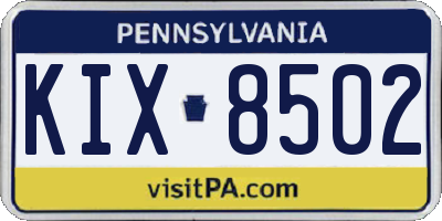 PA license plate KIX8502