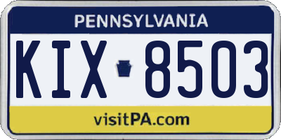 PA license plate KIX8503