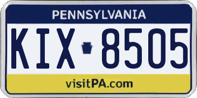 PA license plate KIX8505