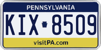 PA license plate KIX8509