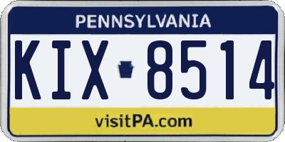 PA license plate KIX8514