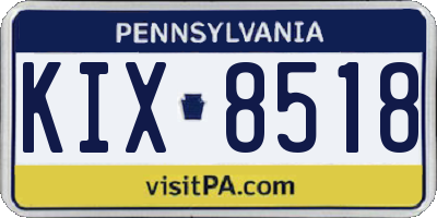 PA license plate KIX8518