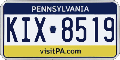 PA license plate KIX8519