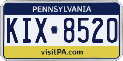PA license plate KIX8520