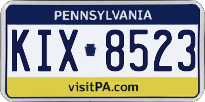 PA license plate KIX8523