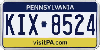 PA license plate KIX8524