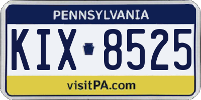 PA license plate KIX8525