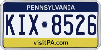 PA license plate KIX8526