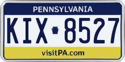 PA license plate KIX8527
