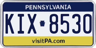 PA license plate KIX8530