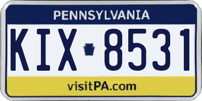 PA license plate KIX8531