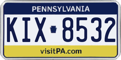 PA license plate KIX8532