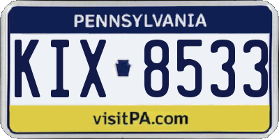 PA license plate KIX8533