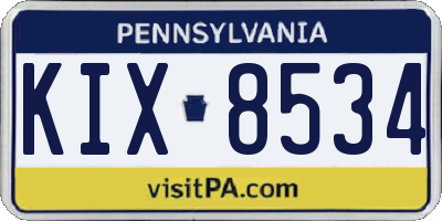 PA license plate KIX8534