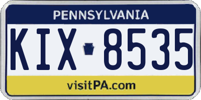PA license plate KIX8535