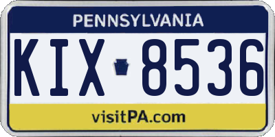 PA license plate KIX8536