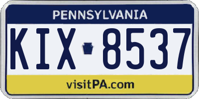 PA license plate KIX8537