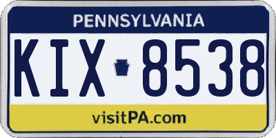 PA license plate KIX8538
