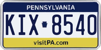 PA license plate KIX8540