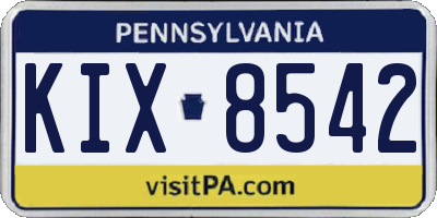 PA license plate KIX8542