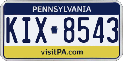 PA license plate KIX8543