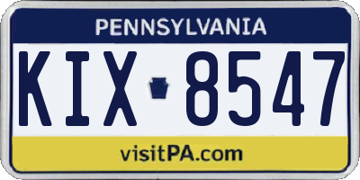 PA license plate KIX8547