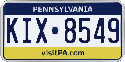 PA license plate KIX8549