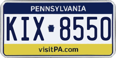 PA license plate KIX8550