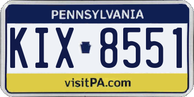 PA license plate KIX8551