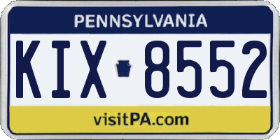 PA license plate KIX8552