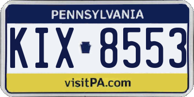 PA license plate KIX8553