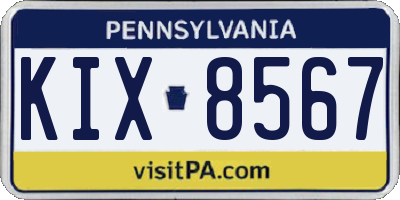 PA license plate KIX8567